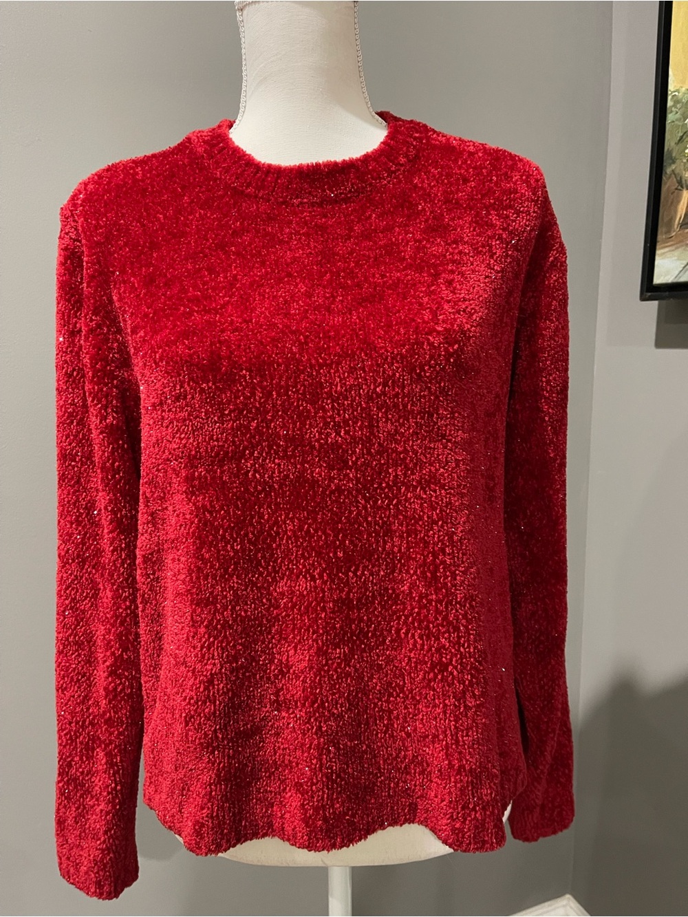 Northern Reflections Red Chenille Crewneck Sweater